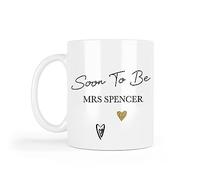 UNIQUEPGIFTS Personalised Soon to Be Mrs Mug - Bride to Be Engagement Mug, Bridal Shower Keepsake, Newly Engaged Wedding Memento, 11oz Ceramic Coffee Cup