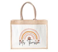 UNIQUEPGIFTS Personalised Teacher Bag with Name, Custom Tote Bag, Gift For Women, Teaching Assistant, Thank You Gift, Graduation, Placement, New Job, End of Year School