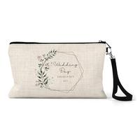 UNIQUEPGIFTS Wedding Day Emergency Kit, Bride Makeup Bag Cosmetic Pouch | Linen 15x24cm make up organiser. Christmas stocking filler, bridesmaid gift proposal, or hen party favour