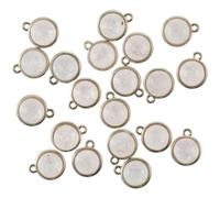 Uniquer 20 PCS Faux Freshwater Shell Charms Pendants 15x12mm Flat Round Shell Charms Dangle with Gold Edge for DIY Bracelet Necklace Earring Jewelry Making