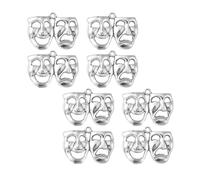Uniquer 20Pcs Retro Comedy and Tragedy Mardi Alloy Charms,Antique Silver Happy Sad Drama Mask Dance Ball Expression Mini Charms for DIY Jewelry Craft Making