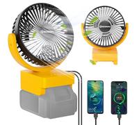Uniqwamo Jobsite Battery Operated Fan Compatible For Dewalt 20V/60V Max DCB204 DCB206 DCB201 DCB207 DCB181 Lithium-Ion Battery, Cordless Fan With 3 Speeds Control, USB +Type C