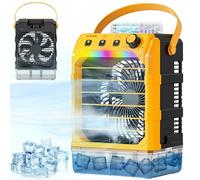 Uniqwamo Misting Fan Portable Compatible for Dewalt 20V/60V Battery(No Battery) or USB Powered, Cooling Fan for Bedroom with 7 Lights, 8H Timer, 1600ML Water Tank for Outside Camping Tent Room Office