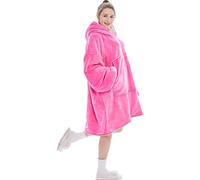UNIQWEN Hoodie Blanket, Oversized Sherpa Sweatshirt, Super Soft Warm Wearable Blanket, Comfortable Giant Hoody Front Giant Pocket, One Size Fits All - Adults Kids Men Women (Rose Pink)
