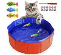 uniro Cat Pool Toy with Fish CatPool with Interactive Fishtoys 3 Self-Swimming Fish with Flashing Lights by Water Activated cat Water Toy Cats and Pool Fishes Toys, Indoor Cat Toy Fishs