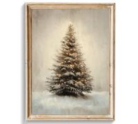 uniro Christmas Wall Art Prints, Vintage Christmas Decor, Rustic Winter Pine Forest Christmas Trees Canvas Art Prints Poster Painting, Farmhouse Christmas Forest Landscape Winter Art Picture Aesthetic