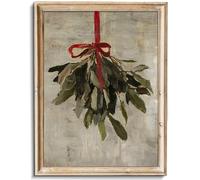 uniro Vintage Christmas Mistletoe Print Artwork Painting Winter Farmhouse Holiday Wall Decor for Bedroom, Living Room, Gallery, winter Room Decor, Holiday Decoration Gifts (8" x 10" - UNFRAMED)