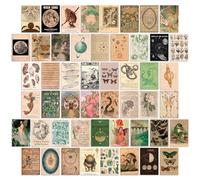 Uniro Vintage Fairycore Decor, 50pcs Fairy Room Decor Aesthetic Pictures, 4"x6" Retro Grunge Fairy Wall Collage Kit, Cottagecore Wall Decor, Goblincore Decor, Earthy Vintage Fairy Wall Art Print