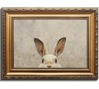 uniro Vintage Gold Framed Wall Art, Easter Bunny Wall Art Decor, Neutral Rabbit Canvas Oil Painting Poster for Rustic Easter Décor, Vintage Home Decor Animals Artwork Prints Wall Decor for Kids Room
