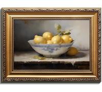 uniro Vintage Gold Framed Wall Art, Vintage Lemons Still Life Canvas Art Prints Painting, Antique Fruit Wall Art Picture, Rustic Kitchen Art Farmhouse Wall Decor for Kitchen, Dining Desktop Decor