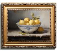 uniro Vintage Gold Framed Wall Art, Vintage Lemons Still Life Canvas Art Prints Painting, Antique Fruit Wall Art Picture, Rustic Kitchen Art Farmhouse Wall Decor for Kitchen, Dining Desktop Decor