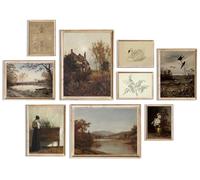 uniro Vintage Wall Art Decor Prints Farmhouse Wall Decor Vintage Fall Autumn Canvas Wall Art Prints Nature Landscape Lakes Swan Botanical Flower Women Painting Poster Rustic Cottagecore Decor Retro
