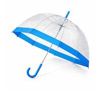 Unirobe Clear Transparent Dome Umbrella with Pink & Blue Border & Handle - 84cm Waterproof, Windproof, Lightweight Outdoor Umbrella for Weddings, Daily Commute & Travel (Blue)