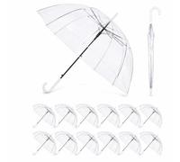 Unirobe Clear Umbrellas for Weddings, Transparent POE Clear Dome Umbrella with Auto Open, White J-Handle & Silver Shaft, Large See Through Bubble Umbrella for Guests, Photography & Bridal Events