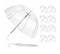 Unirobe Clear Umbrellas for Weddings, Transparent POE Clear Dome Umbrella with Auto Open, White J-Handle & Silver Shaft, Large See Through Bubble Umbrella for Guests, Photography & Bridal Events