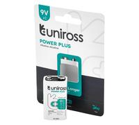Uniross 9V (PP3) Bloc Alkaline Battery 1 Pack - Long Lasting, Leak-Proof, Reliable Power