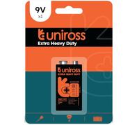 Uniross 9V PP3 BLOC 6F22 9V Extra Heavy Duty Zinc Battery. Mercury and Cadmium Free. 1 Battery