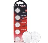 Uniross CR2016 Lithium (5 Pack) - Long Shelf Life 3V Battery (ECR2016, DL2016) for Small Electronics