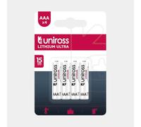 Uniross Lithium AAA Batteries 4-Pack - Long-Lasting, 15 Year Shelf Life, Extreme Temperature, High Performance for Wireless Keyboards, Sensors