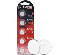Uniross Lithium Batteries 3V Coin Cell (5 Pack) High Performance for Car Keys, Remotes, Smartwatches, Medical Devices. 5 year shelf life. (CR1632)