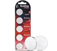 Uniross CR2450 Lithium 3V Coin Cell (5-Pack) High Performance for Watches, Car Keys, Remotes, Smartwatches, Medical Devices. 5 year shelf life.