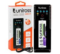 UNIROSS Mini 3T AA/AAA/C/SC Battery Charger for NiMH/NiCD Batteries LED Indicators and Powerbank Function Powered by USB Cable - Pack of 1 Charger