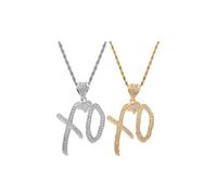 Unise High Hip Hop XO Letter Pendant Necklace for Women Men, Fashion Creative Cubic Zirconia Hip Hop Rock Gift Jewelry, L, Alloy Steel, No Gemstone