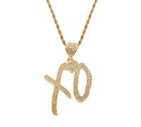 Unise High Hip Hop XO Letter Pendant Necklace for Women Men, Fashion Creative Cubic Zirconia Hip Hop Rock Gift Jewelry, L, Alloy Steel, No Gemstone
