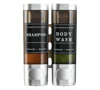 Unisence Shower Dispenser 2 Chamber No Drill Wall-Mounted Shampoo and Conditioner Dispenser for Shower Wall, Large Capacity, Silver