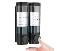 Unisense Wall-Mounted Shampoo and Conditioner Dispenser - 2 Chamber, No Drill Installation, Large Capacity, Black
