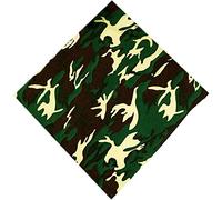 Unisex 100% Cotton Bandana Multifunction Paisley Headbands Square Scarf Neck Face Nose Mouth Cover Head Wrap Cap Gaiter Cowboy Handkerchiefs Men Women Hair Band Retro Plain (Camo)