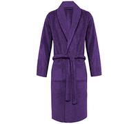 Unisex 100% Egyptian Cotton Luxury Towelling Bathrobe - Super Soft Shawl Collar Dressing Gown with Belt & Pockets, Terry Towel Housecoat Nightwear Loungewear Robe Shawl Purple One Size