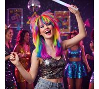 Unisex 1980s Rainbow Pop Wig