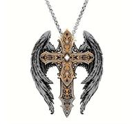 unisex 1PCS Simple Archangel Cross Necklace Ornaments Hanging with Nordic Festive Atmosphere Printed Accessories jewelry