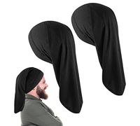 Unisex 2-Pack Dreadlock Sleep Cap Set, Elastic Stretchable Wide Hair Bonnet, Long Hair Wrap for Locs/Braids, Adjustable 21-24.4" Head Size, Anti-Frizz & Quick-Dry Black