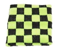 Unisex 2 Pack Pair Checkered Check Pattern Wristbands Sweatbands Fancy Dress (Yellow and Black)