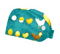 Unisex 2 Psc Scrub Caps Surgical Women with Buttons Sweatband Surgical Caps for Women Men, Easter Chick Eggs Grow
