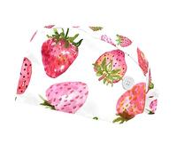 Unisex 2 Psc Scrub Caps Women with Buttons Sweatband Hats Scrub Caps for Women Men, Strawberry