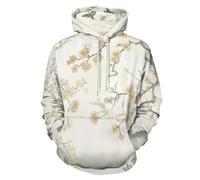 Unisex 3D Ancient Gardens Printed Hooded Sweatshirts for Men Women, China Plants Long Sleeve Couple Pullover with Pockets for Autumn Winter Tracksuits Tops Grey