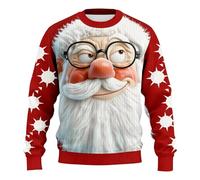 Unisex 3D Christmas Jumper with Funny Santa Faces - Ugly Christmas Sweater with Different Grimaces | Eye-catching Jumper for Christmas Party, style_c04 red, XL