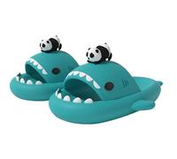 Unisex 3D Panda Shark Slides, Non-Slip Beach & Home Sandals, Platform Cushioned Sole, Shower Shoes Indoor Outdoor (Mint Green, Adult, Men, 6, Numeric Range, UK Footwear Size System, 6.5, Medium)