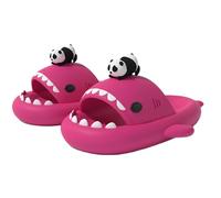 Unisex 3D Panda Shark Slides, Non-Slip Beach & Home Sandals, Platform Cushioned Sole, Shower Shoes Indoor Outdoor (Rose Red, Adult, Women, 3, Numeric Range, UK Footwear Size System, 3.5, Medium)