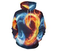 Unisex 3D Print Hoodies Yin-Yang Symbol Pullover Hoodie Hot And Cold Topics Long Sleeve Sweatshirts with Kangaroo Pocket for Men Women Blue