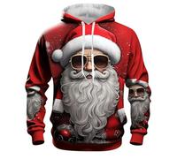 Unisex 3D Printed Casual Christmas Jumpers 3D Graphic Pullover Ugly Funny Xmas Long Sleeve Hoodies or Crewneck Sweatshirts for Men Women Family Winter Warm Sweatshirt Sweater Jacket (Red,XXL)