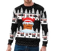 Unisex 3D Printed Casual Christmas Jumpers Knitting Patterns 3D Graphic Pullover Ugly Funny Xmas Long Sleeve Hoodies or Crewneck Sweatshirts for Men Women Boys Girls Family Winter and Holiday Parties