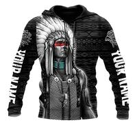 Unisex 3D Printed Hoodies Native American Indian Print Sweatshirt Drawstring Long Sleeve Pullover
