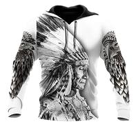 Unisex 3D Printed Hoodies Native American Indian Print Sweatshirt Drawstring Long Sleeve Pullover