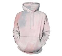 Unisex 3D Pullover Hoodie for Men Women, Fashion Creative Abstract Watercolor Doodle Printed Long Sleeve Hooded Sweatshirts with Pockets, Novelty Modern Simplicity Streetwear, Coral Pink