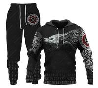 Unisex 3D Wolf Print Hoodie Men Jogging Suit Unisex Sweatshirts Hoody + Pants Sets S-6XL (Hoodie3,L)