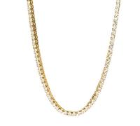 Unisex 3mm Real Solid 925 Sterling Silver 14K Gold Plated Tennis Chain 1 Row Choker 16-24'' Bracelet 6.5-9'' Anti-Tarnish'